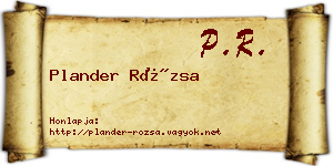 Plander Rózsa névjegykártya