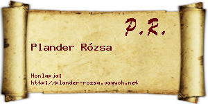 Plander Rózsa névjegykártya